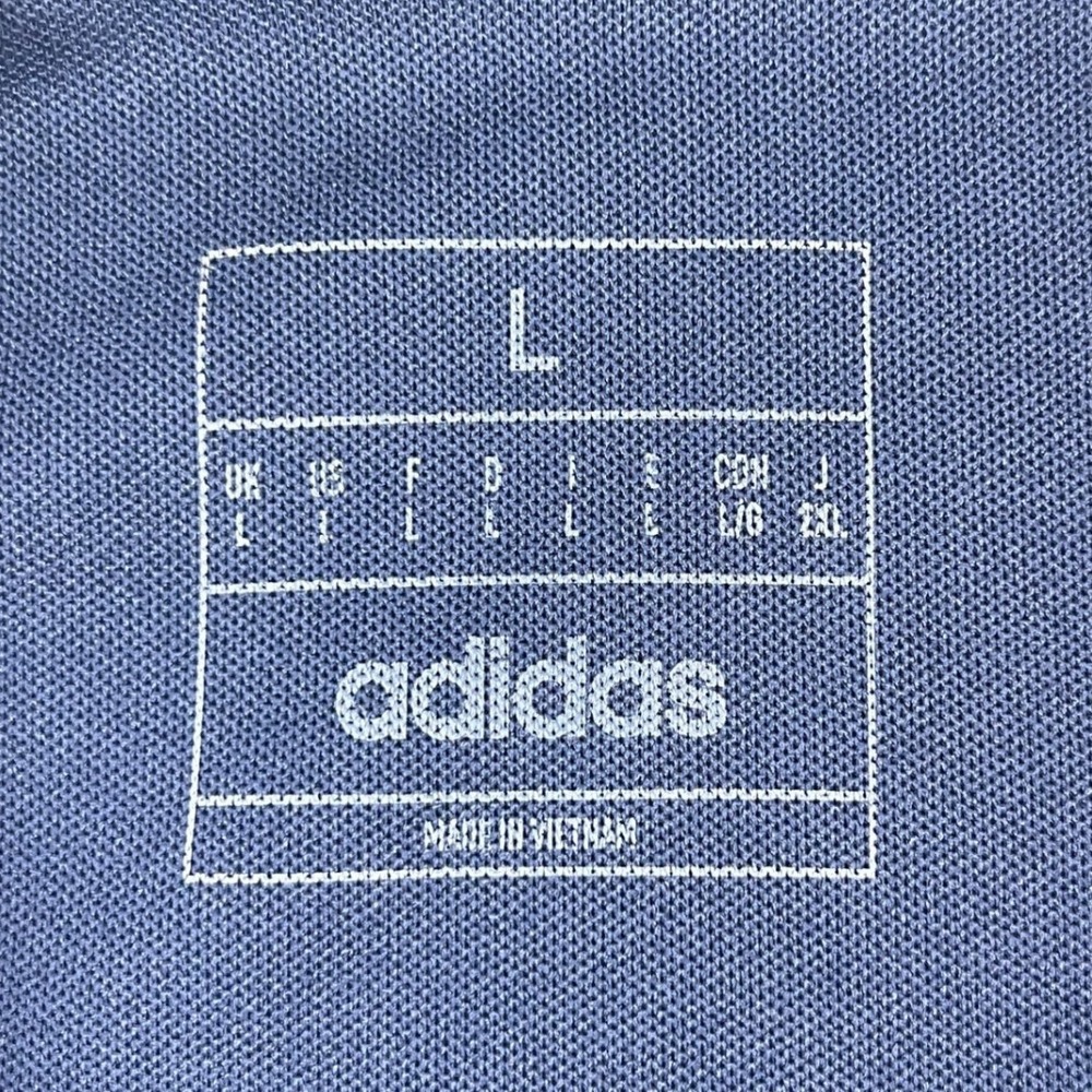 Adidas Mens Large Navy Blue Polo Shirt Geometric Chest Stripe Performance - Picture 3 of 8
